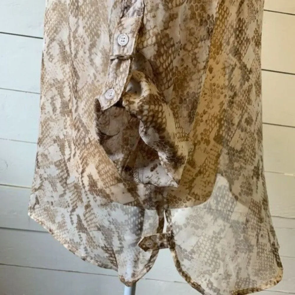 APT 9 Snake Skin Sheer Blouse Women’s Large Brown Animal Print Lightweight Top
